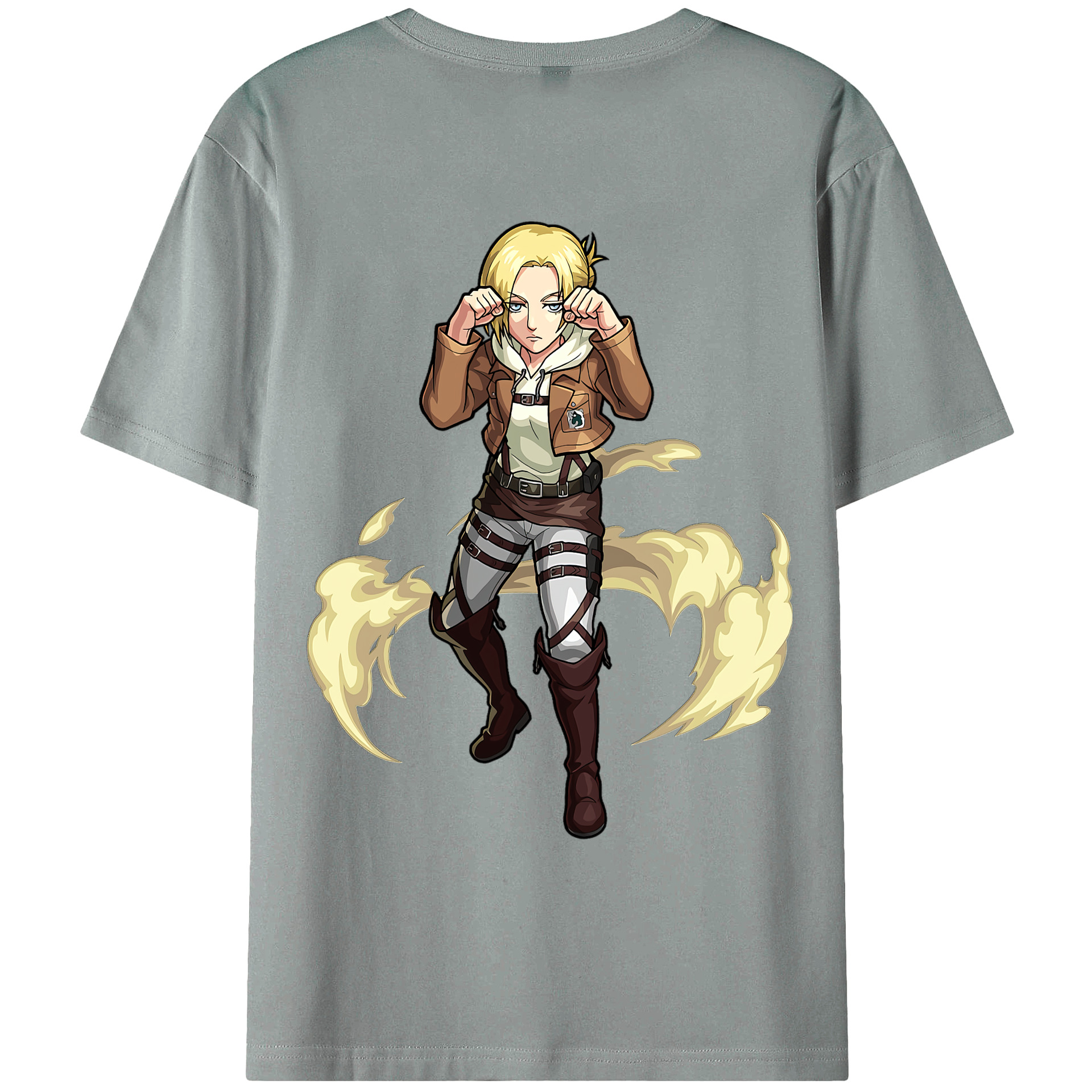 （画像用） 進撃の巨人 アニ・レオンハート Attack on Titan Annie Leonhart 綿100％ メンズ半袖Tシャツ（バックプリント） 通気性